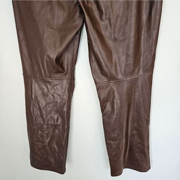 NWT Gap High Rise Vegan Leather Vintage Straight Pant Trouser Espresso Brown 16 - Picture 7 of 14